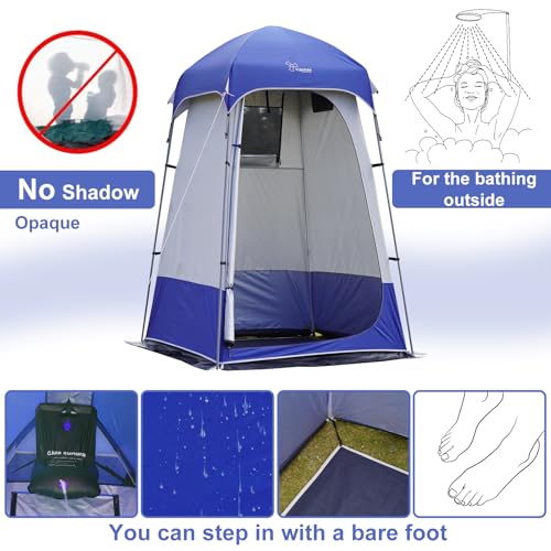 Vidalido Outdoor Shower Tent Changing Room Privacy Portable Camping Shelters (White Blue) - Image 3
