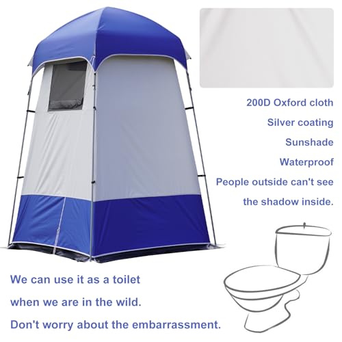 Vidalido Outdoor Shower Tent Changing Room Privacy Portable Camping Shelters (White Blue) - Image 4