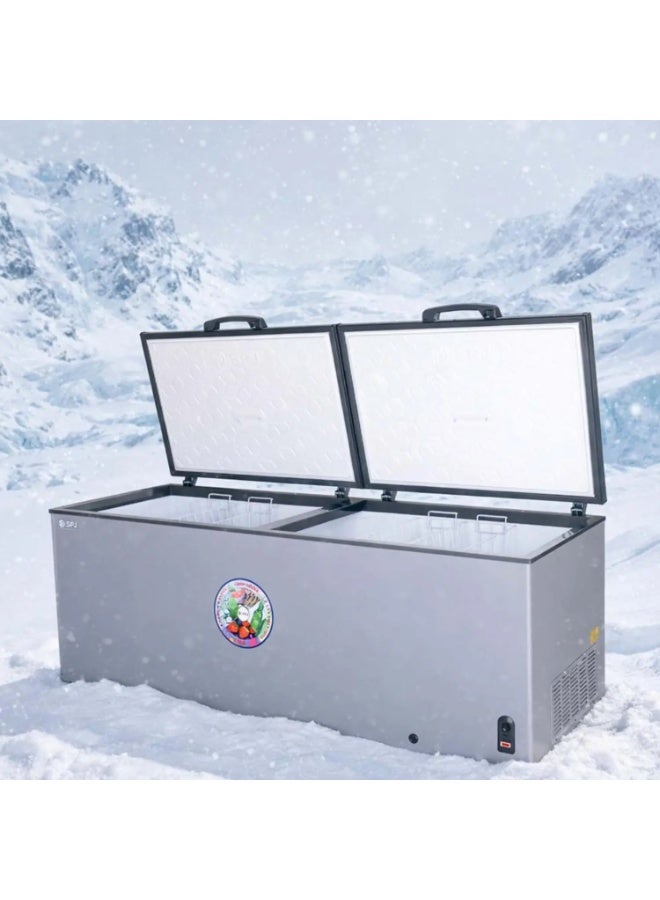 SPJ 724L Double Door Deep Freezer, Large Capacity Chest Freezer, Quick Freeze, Energy Efficient, Commercial Use – Grey - Image 4