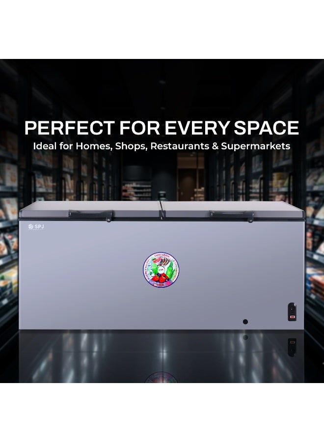 SPJ 724L Double Door Deep Freezer, Large Capacity Chest Freezer, Quick Freeze, Energy Efficient, Commercial Use – Grey - Image 3