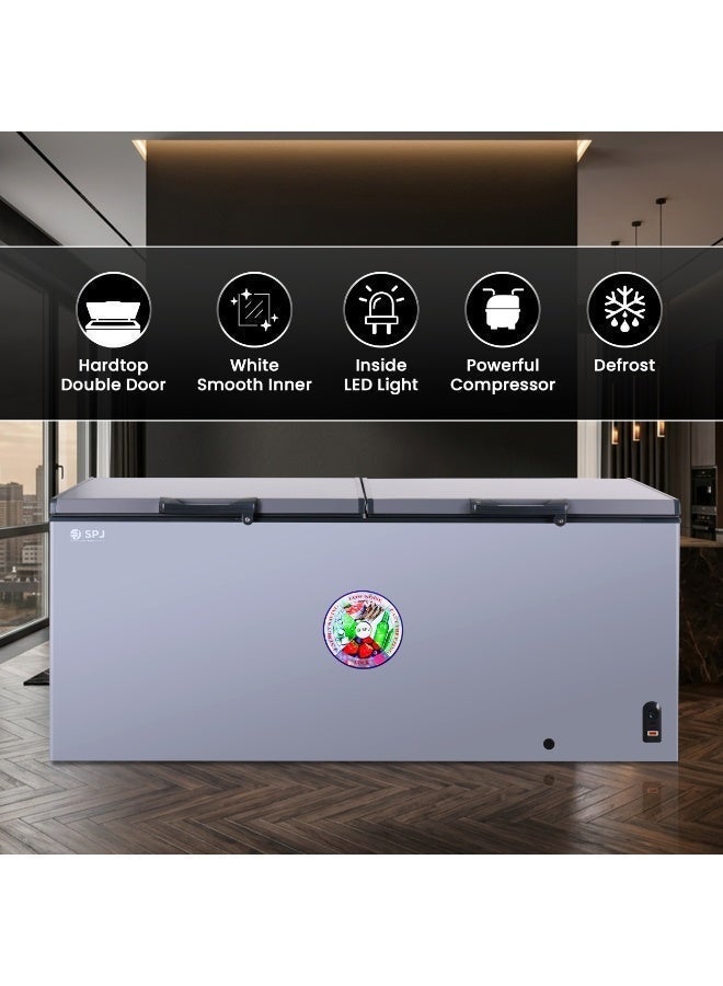 SPJ 724L Double Door Deep Freezer, Large Capacity Chest Freezer, Quick Freeze, Energy Efficient, Commercial Use – Grey - Image 4