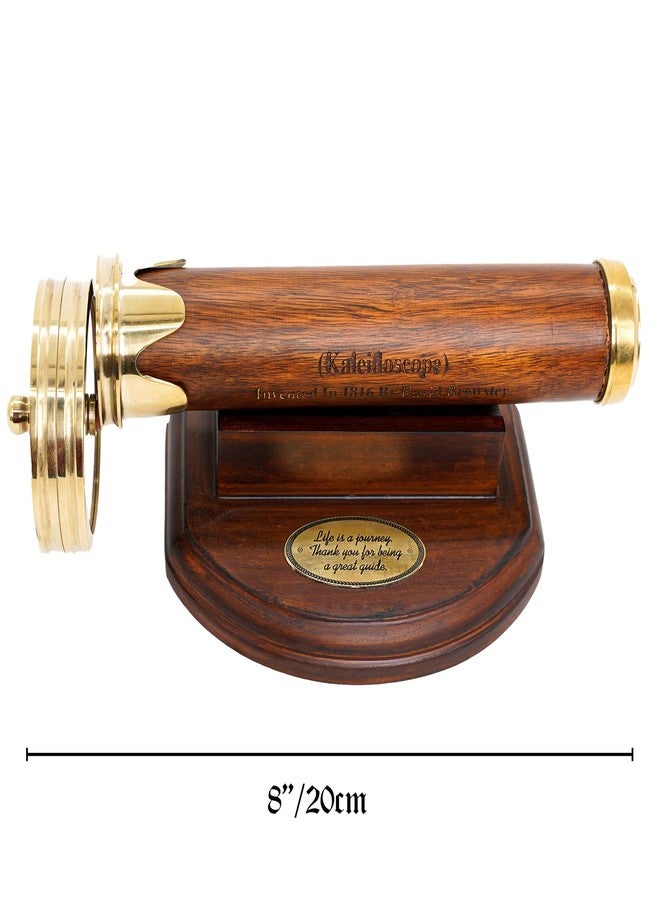 SaKeGa Handcrafted Wooden Kaleidoscope with Stand & Brass Accents - Detachable Dual Discs, Engraved Inventor Details - Antique Collectible Gift for Men, Women, Kids & Adults - Image 2