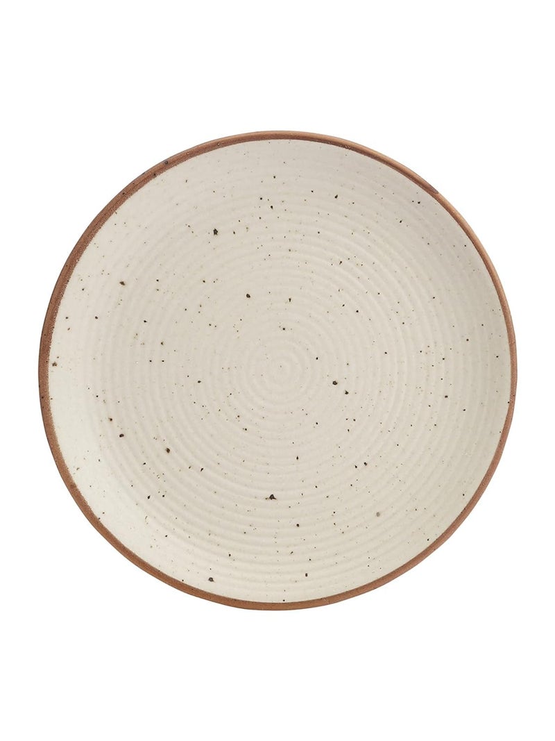 miah decor Quarter Plates Set of 6, Ceramic Stoneware Plates | Cream Snack & Side Plates with Brown Rim | Ribbed Design | Microwave & Dishwasher Safe (MD-705) - Image 4