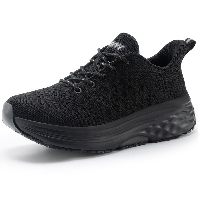 AVW Womens Non Slip Work Shoes Water Resistant Walking Sneakers Food Service Chef Kitchen Shoes Black - Image 1
