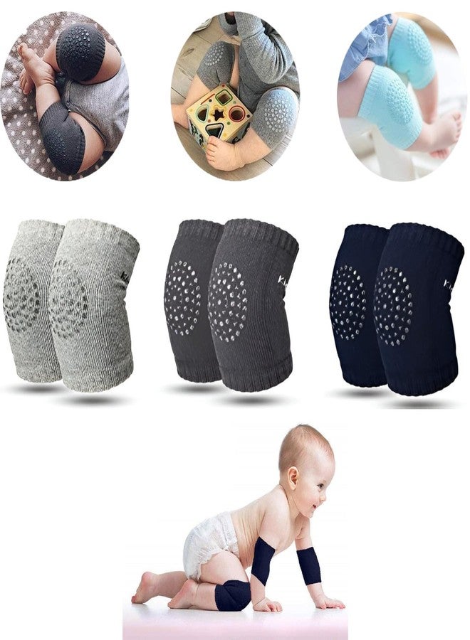 INEVER Baby Knee and Elbow Pads Protectors Toddler Leg for Crawling,Anti-Slip Padded Stretchable Elastic Cotton Soft Breathable Comfortable Knee Cap Elbow Safety Protector,Multicolor (Pack of 3) - Image 1