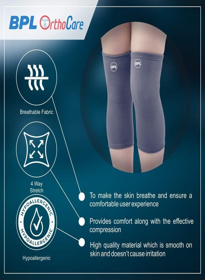BPL Medical Technologies OrthoCare Nylon Knee Support, Knee Caps, Knee Brace For Knee Pain Relief Products, Knee Pad Leg Sleeves, Gym Squats Knee Belt Knee Support For Men and Women - Grey - XL - Image 2