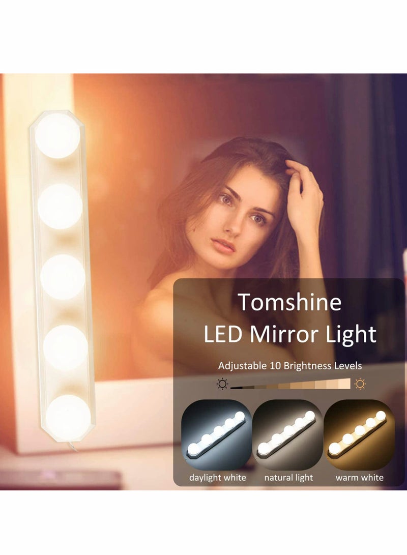 Zikra أضواء الزينة، أضواء مرآة LED، 5 لمبات 3 أوضاع ألوان سطوع قابلة للتعتيم، 4 واط طاقة USB ضوء مكياج تجميل طاولة، لغرفة الحمام وغرفة الملابس، طراز هوليوود، محمول متنقل - Image 2