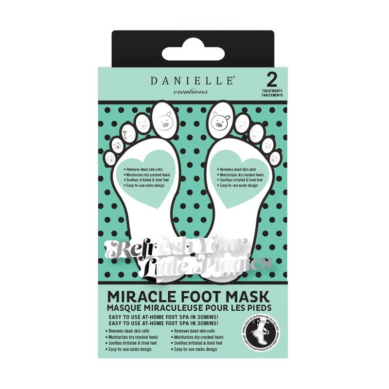 Danielle Creations Miracle Nourishing Smoothing Foot Mask Infused with Shea Butter and Green Tea Extract, 2 Treatments - Image 1