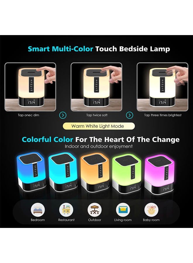 Hetyre Night Light Bluetooth Speaker, 5 in 1 Touch Control Bedside Lamp Dimmable Multi-Color Changing, Bedroom Alarm Clock, Best Birthday Gift Ideas for 10 11 12 13 14 Year Old Teenage Girls/Boys - Image 2