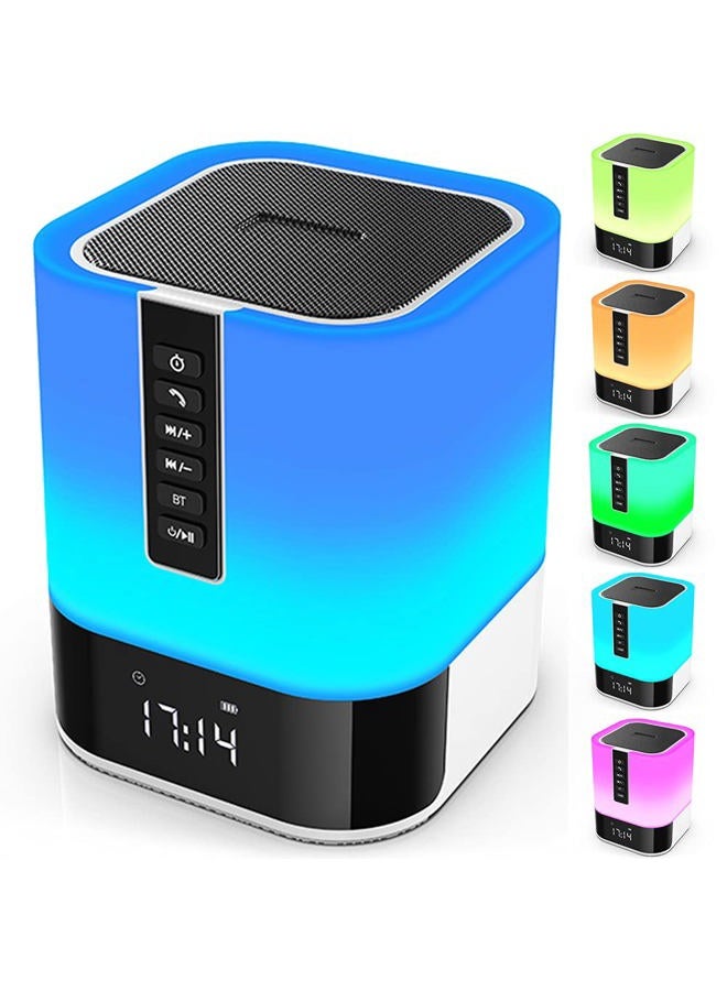 Hetyre Night Light Bluetooth Speaker, 5 in 1 Touch Control Bedside Lamp Dimmable Multi-Color Changing, Bedroom Alarm Clock, Best Birthday Gift Ideas for 10 11 12 13 14 Year Old Teenage Girls/Boys - Image 1