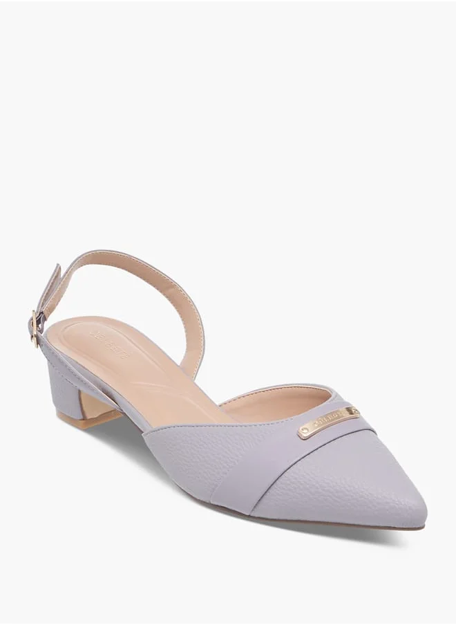 سيليست Women's Textured Mules with Buckle Closure and Block Heel