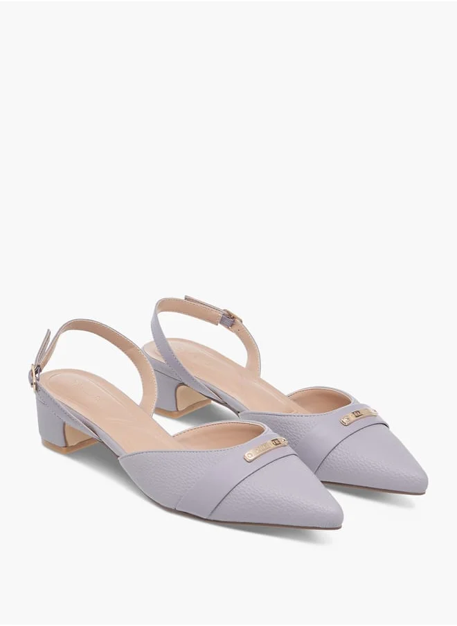 سيليست Women's Textured Mules with Buckle Closure and Block Heel