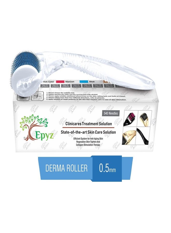 Epyz New Model Derma Roller Cosmetic Micro Needling Instrument with 540 Needles for Acne, Skin, Hair Loss, With Free Storage Case [ Transparent, Pack of 1] (Trans. Blue, 0.5mm) - Image 1