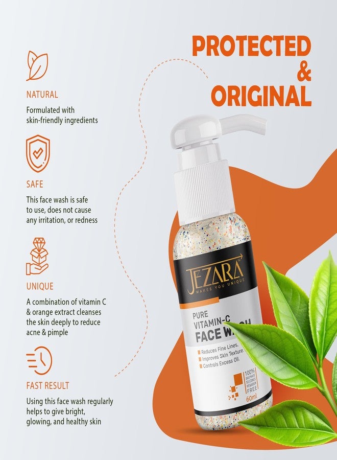 Jezara Pure Vitamin C Visibly Flawless Skin Face Wash For All Skin Types Men & Women, 60ml - Image 4