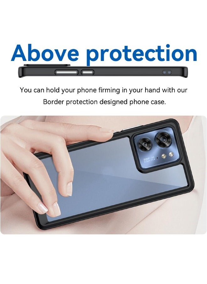RUGGED SHIELD - Motorola Edge 40 Case, Slim Thin Hard PC Back Panel + Soft TPU Soft Edge, Fashion Shock-Absorption Anti-Drop Protective Case Cove for Motorola Edge 40 5G 2023 (Transparent Black) - Image 1