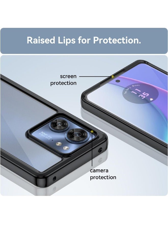 RUGGED SHIELD - Motorola Edge 40 Case, Slim Thin Hard PC Back Panel + Soft TPU Soft Edge, Fashion Shock-Absorption Anti-Drop Protective Case Cove for Motorola Edge 40 5G 2023 (Transparent Black) - Image 1
