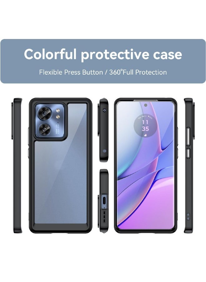 RUGGED SHIELD - Motorola Edge 40 Case, Slim Thin Hard PC Back Panel + Soft TPU Soft Edge, Fashion Shock-Absorption Anti-Drop Protective Case Cove for Motorola Edge 40 5G 2023 (Transparent Black) - Image 1