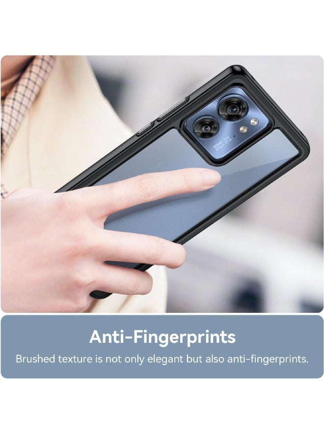 RUGGED SHIELD - Motorola Edge 40 Case, Slim Thin Hard PC Back Panel + Soft TPU Soft Edge, Fashion Shock-Absorption Anti-Drop Protective Case Cove for Motorola Edge 40 5G 2023 (Transparent Black) - Image 1