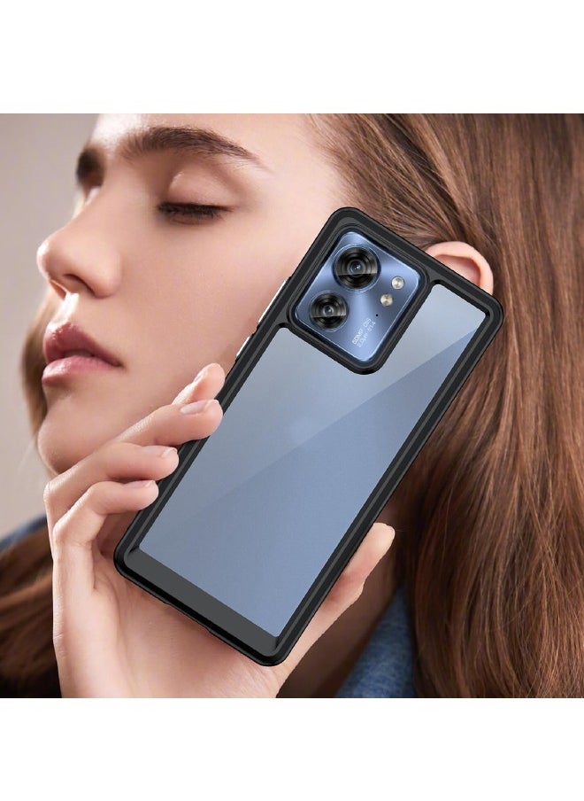 RUGGED SHIELD - Motorola Edge 40 Case, Slim Thin Hard PC Back Panel + Soft TPU Soft Edge, Fashion Shock-Absorption Anti-Drop Protective Case Cove for Motorola Edge 40 5G 2023 (Transparent Black) - Image 1
