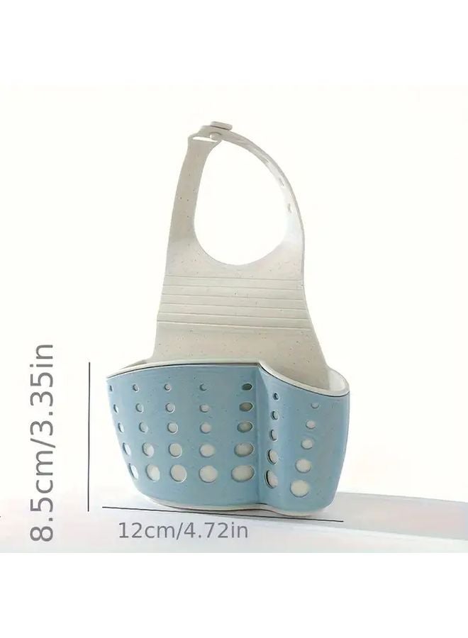 Blue Adjustable Snap On Faucet Organizer Basket Bathroom Storage For Sink Area Makeup Brushes Soap Sponges - Image 3