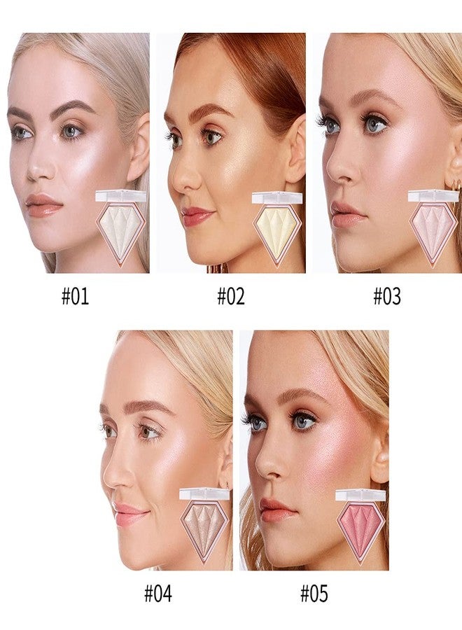 AKARY Face Glitter Blush Pink Shimmer Highlighter Blusher Powder Makeup Cosmetics Facial Contour Corrector Shine Rouge (#05 Mermaid) - Image 5