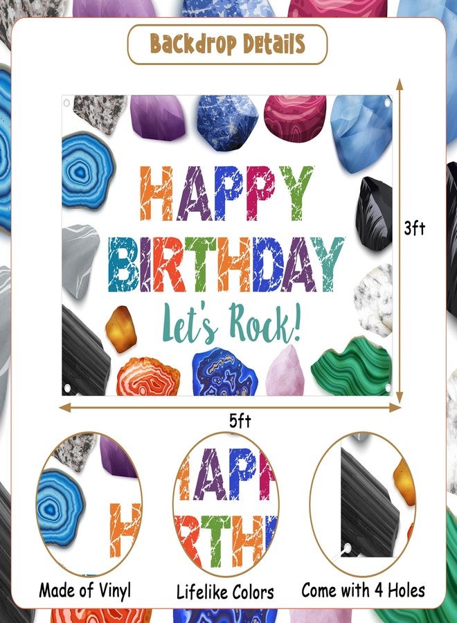 Balterever Geology Birthday Party Decorations Let’s Rock Geology Birthday Backdrop Crystal Diamond Cupcake Cake Toppers Banner for Crystal Diamond Supplies - Image 5