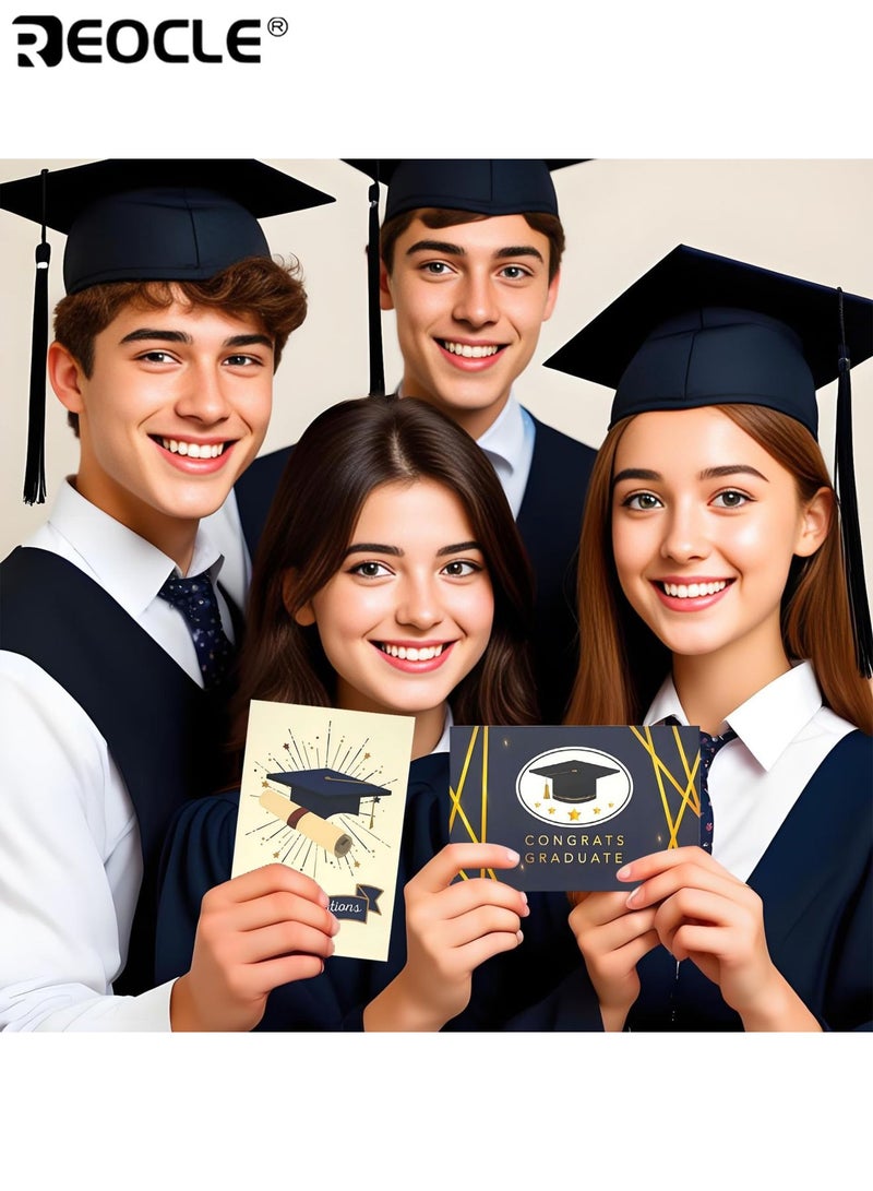 ريوكل بطاقات استشارة التخرج للخريجين مجموعة 12 بطاقة (6 تصميمات فريدة × 2) مجموعة بطاقات تهنئة مع 12 مغلفا و 1 ختم مثالي لهدايا وحفلات الخريجين - Image 5