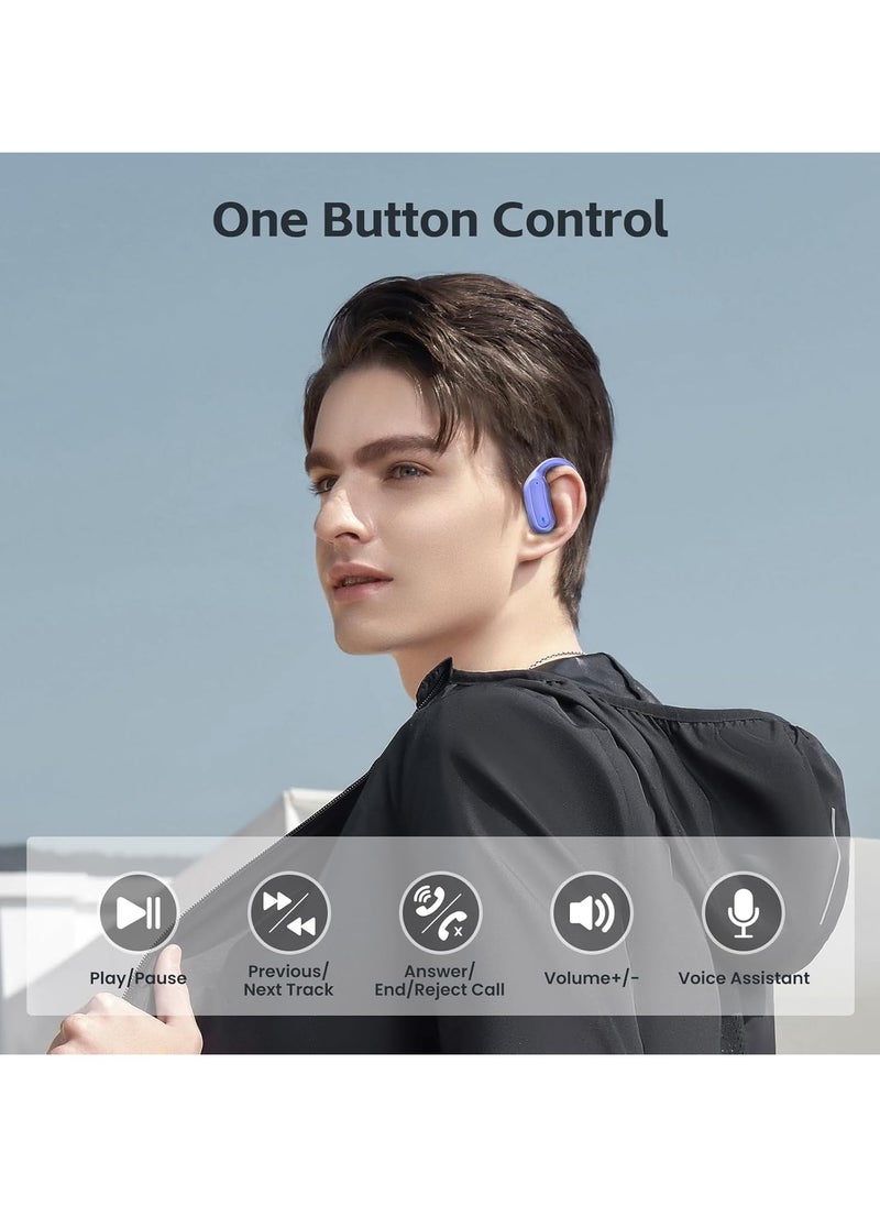 lekikpo Wireless Earbuds Bluetooth Headphones, Bluetooth 5.3 Stereo over Ear Buds,Noise Cancelling Mic, IP7 Waterproof Headset for Workout/Running Purple  - Image 4