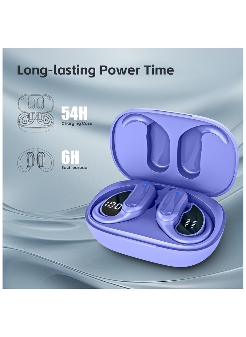 lekikpo Wireless Earbuds Bluetooth Headphones, Bluetooth 5.3 Stereo over Ear Buds,Noise Cancelling Mic, IP7 Waterproof Headset for Workout/Running Purple  - Image 3