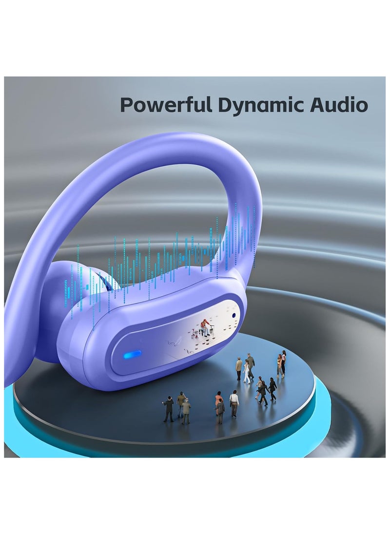 lekikpo Wireless Earbuds Bluetooth Headphones, Bluetooth 5.3 Stereo over Ear Buds,Noise Cancelling Mic, IP7 Waterproof Headset for Workout/Running Purple  - Image 5