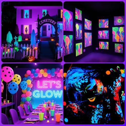 T-SUN TSUN Rechargeable LED Black Lights Battery Powered Blacklight 2 Pack LED Blacklight for Catfishing Party Stage Lights Body Paint Indoor Decor - Image 3