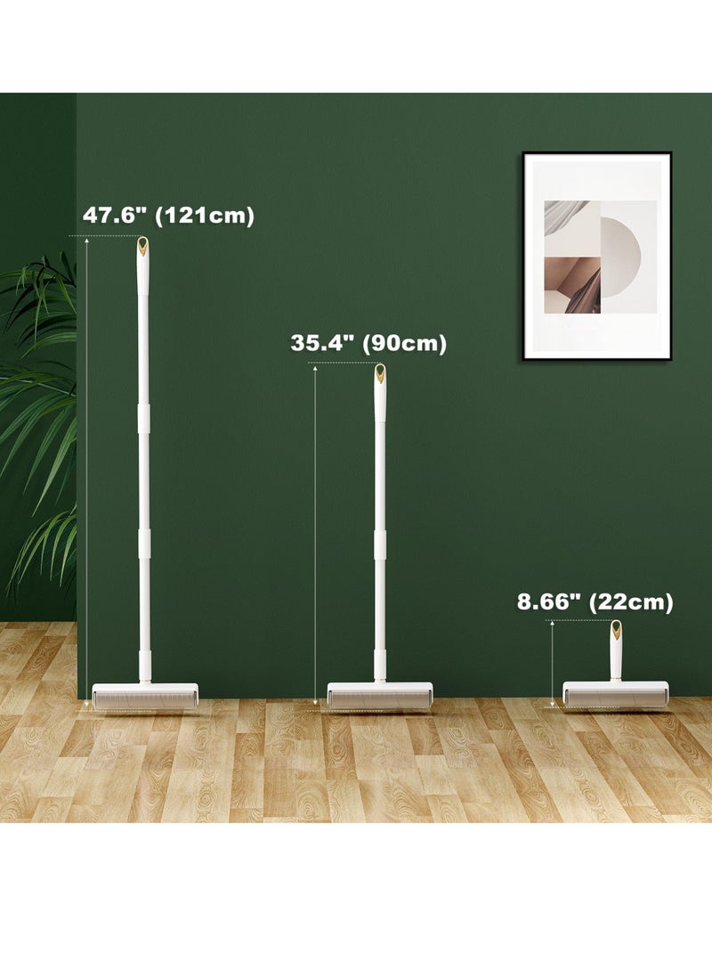 SYOSI أسطوانة إزالة الوبر، للملابس والأرائك والأثاث، أسطوانات لاصقة قابلة لإعادة الاستخدام لشعر الحيوانات الأليفة، سهلة الاستخدام، أسطوانة إزالة الوبر بعصا طويلة وعرض 24 مم مع عبوة قيمة من 420 ورقة، بيضاء - Image 2