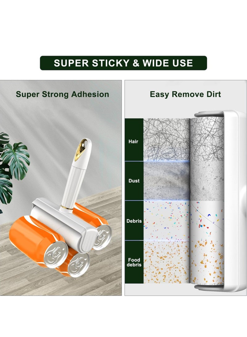 SYOSI أسطوانة إزالة الوبر، للملابس والأرائك والأثاث، أسطوانات لاصقة قابلة لإعادة الاستخدام لشعر الحيوانات الأليفة، سهلة الاستخدام، أسطوانة إزالة الوبر بعصا طويلة وعرض 24 مم مع عبوة قيمة من 420 ورقة، بيضاء - Image 4