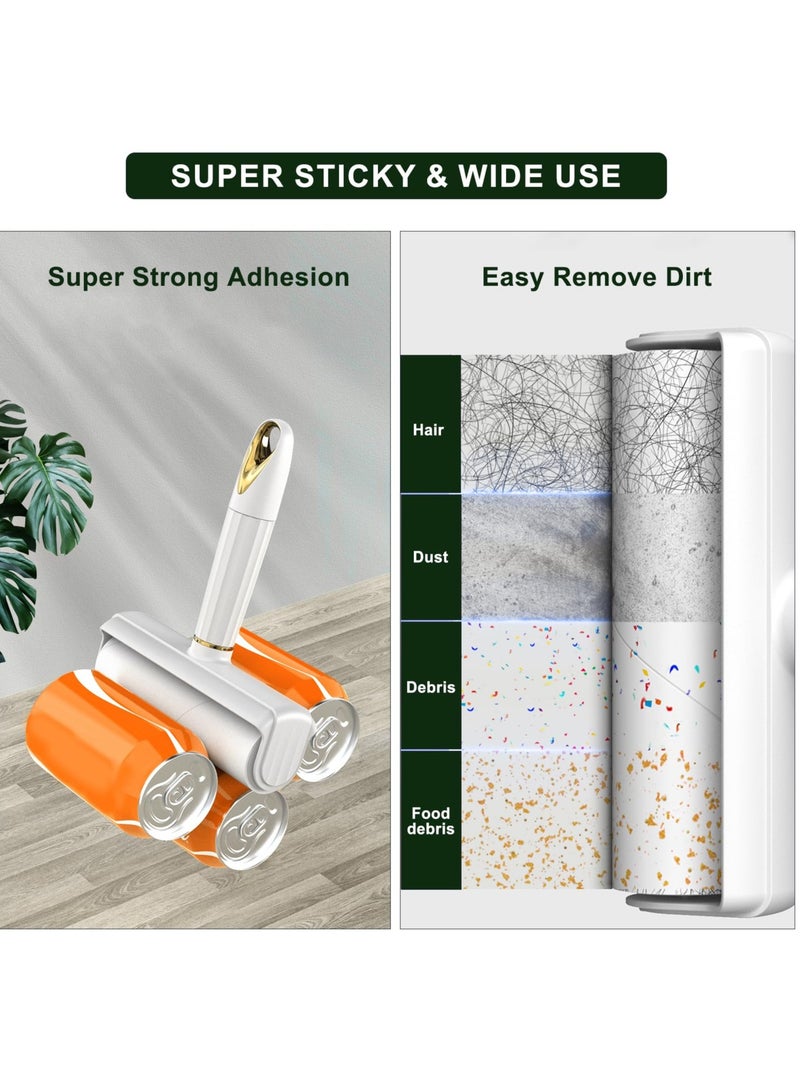 SYOSI أسطوانة إزالة الوبر، للملابس والأرائك والأثاث، أسطوانات لاصقة قابلة لإعادة الاستخدام لشعر الحيوانات الأليفة، سهلة الاستخدام، أسطوانة إزالة الوبر بعصا طويلة وعرض 24 مم مع عبوة قيمة من 420 ورقة، بيضاء - Image 3