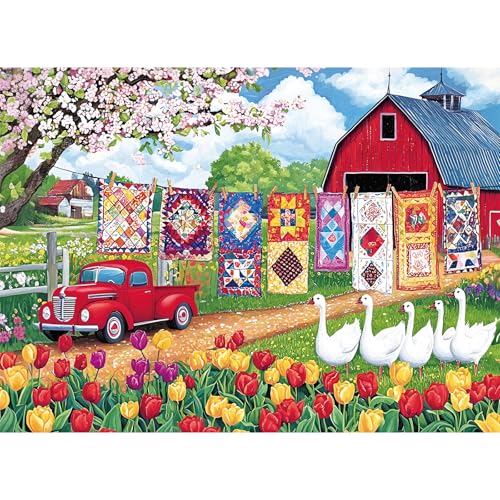 EIYRURU 300 Piece Jigsaw Puzzle for Adults Spring Farmyard Delight with Quilts Tulips Challenging and Relaxing Puzzle for Game Nights Gifts Home Dcor 205 15 - Image 1