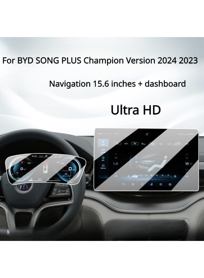 Ecosystem Screen Protector Compatible with 2024 2025 2026 BYD Song Plus Accessories Touch Tempered Glass,Navigation 15.6" Cover Anti-scratch Film,Dashboard 10.25" - Image 3