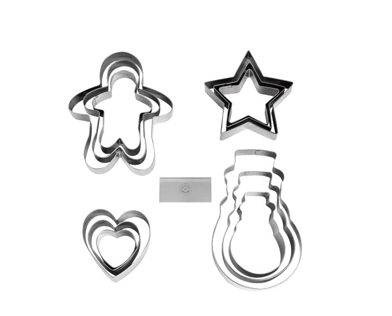 NEWLINE NY NewlineNY Stainless Steel 13 Pieces Cookie Mold Biscuit Pastry Cutter Set  Man  Star  Heart  Snowman & a Cutter Blade - Image 3