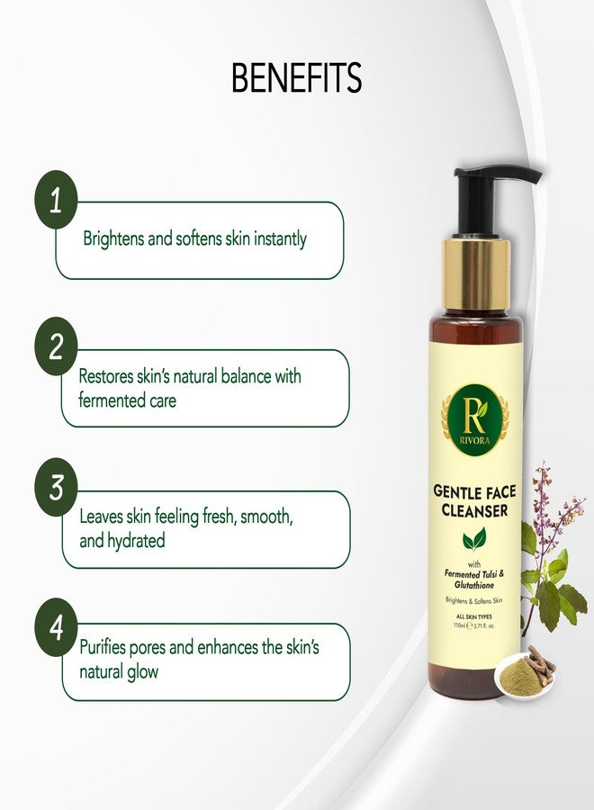 Rivora Fermented Ayurveda Face Wash with Fermented Tulsi, Manjistha, Green Tea & Glutathione for Clean, Glowing & Hydrated Skin | Gentle Cleanser for Dry & Sensitive Skin | Removes Dirt, Impurities & Puffiness | Provides Even Tone & Helps Brighten Dull-Looking Skin | Ideal Face Wash for Women & Men | Sulfate-Free, Non-Drying & Dermatologically Tested | 110 ml (Pack of 1) - Image 4