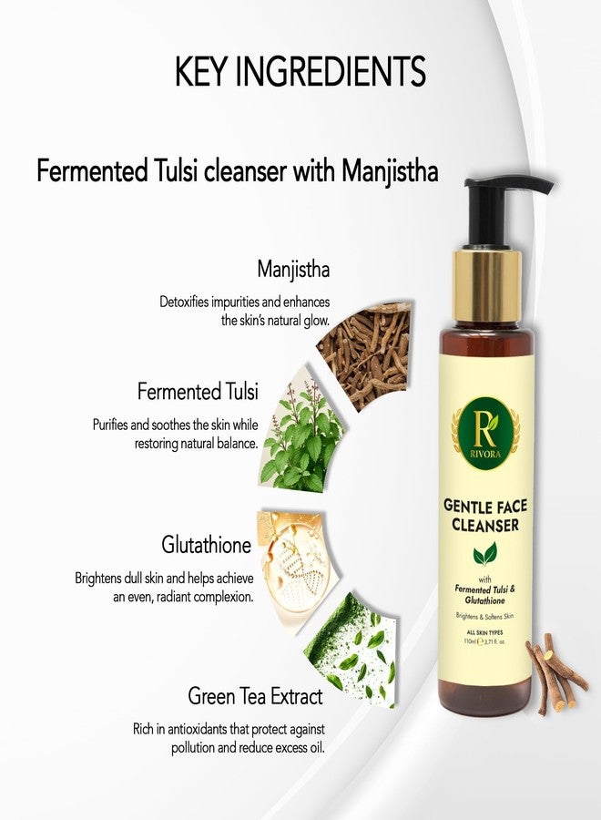 Rivora Fermented Ayurveda Face Wash with Fermented Tulsi, Manjistha, Green Tea & Glutathione for Clean, Glowing & Hydrated Skin | Gentle Cleanser for Dry & Sensitive Skin | Removes Dirt, Impurities & Puffiness | Provides Even Tone & Helps Brighten Dull-Looking Skin | Ideal Face Wash for Women & Men | Sulfate-Free, Non-Drying & Dermatologically Tested | 110 ml (Pack of 1) - Image 2
