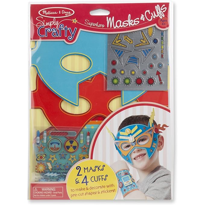 Simply Crafty Superhero Masks and Cuffs Kit With Stickers, Shapes, Foam Sticky Tabs