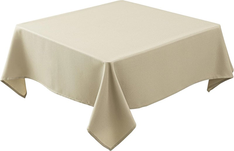 Biscaynebay Textured Fabric Square Tablecloths 60 X 60 Inches, Natural Water Resistant Spill Proof Tablecloths for Dining, Kitchen, Wedding and Parties, Machine Washable - Image 1