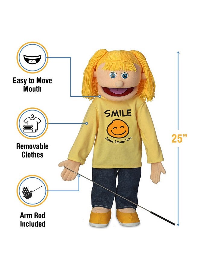 Silly Puppets 25" ابتسامة يسوع يحبك، فتاة الخوخ، دمية كاملة الجسم، وزارة مسيحية - Image 3