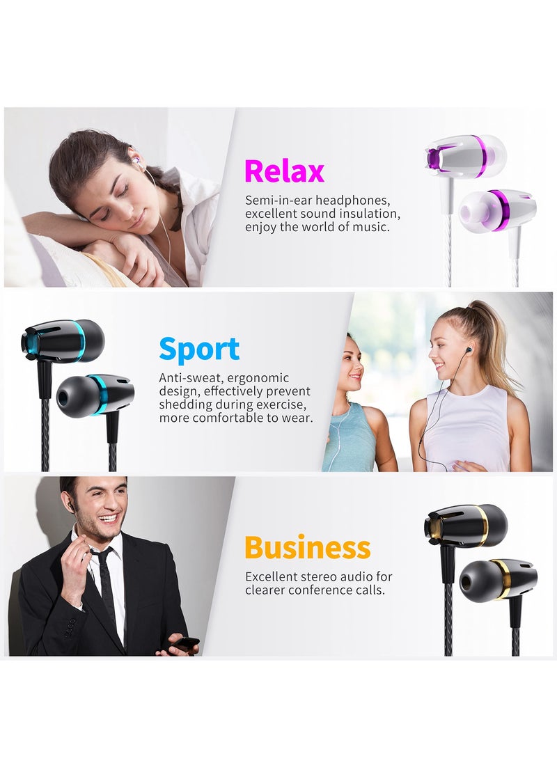SYOSI - Earbuds Headphones,  with Remote & Mic, Earphones Wired Stereo in-Ear Bass for iPhone, Android, Smartphones, for iPod, for iPad, MP3, Fits for All 3.5mm Interface (5 Pack) - Image 1