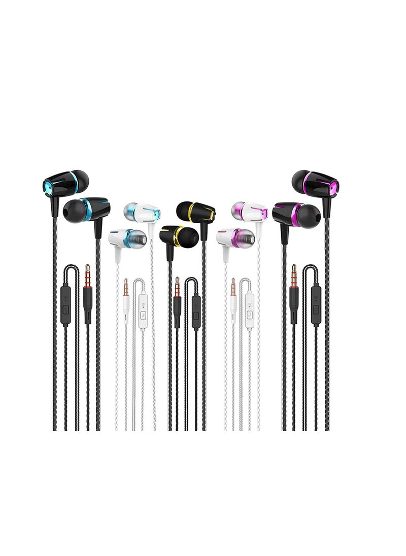 SYOSI - Earbuds Headphones,  with Remote & Mic, Earphones Wired Stereo in-Ear Bass for iPhone, Android, Smartphones, for iPod, for iPad, MP3, Fits for All 3.5mm Interface (5 Pack) - Image 1