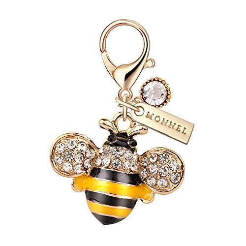 Charm MC30 MONNEL Crystal Yellow Bee Lobster Clasp Charm Pendant with Velvet Bag (1 piece) - Image 5