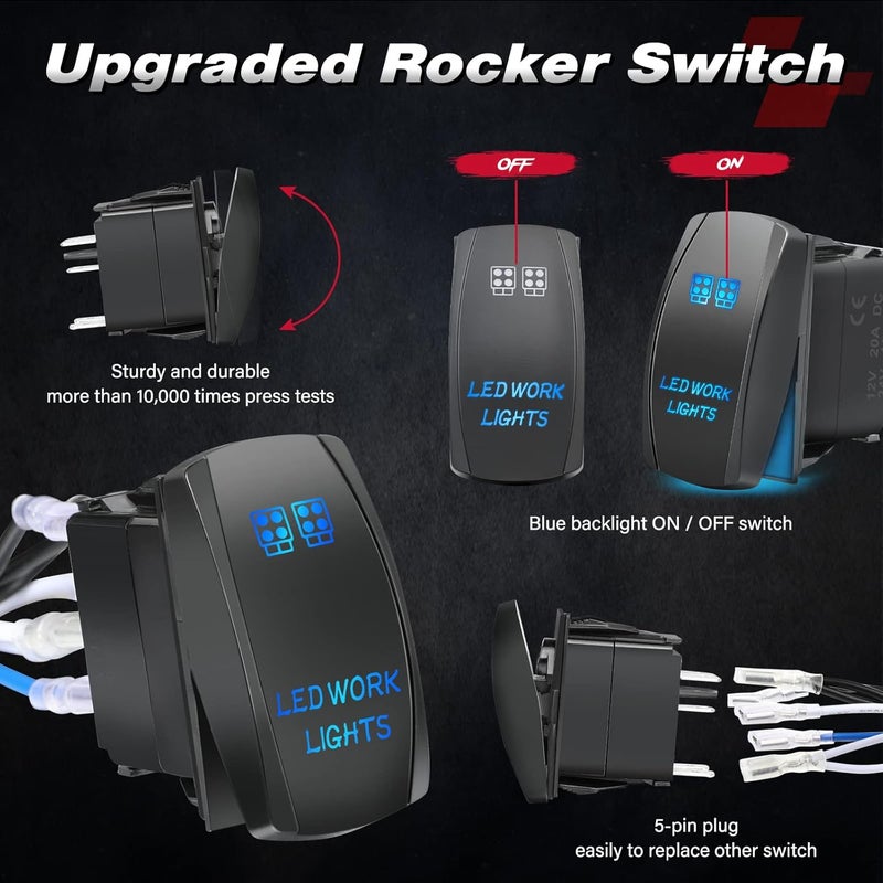 OFFROADTOWN حزمة أسلاك نايلون OFFROADTOWN بطول 16.4 قدم لشريط الإضاءة وأضواء الضباب مع ريلاي ومفتاح - Image 4