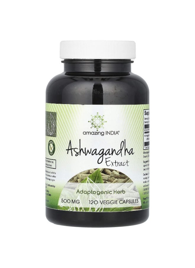 Amazing India Amazing India, Ashwagandha Extract, 500 mg, 120 Veggie Capsules  - Image 1