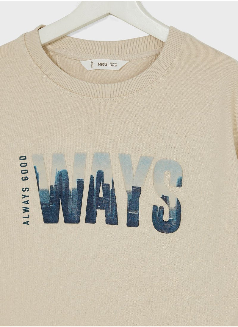 MANGO - Kids Printed Message Sweatshirt - Image 1