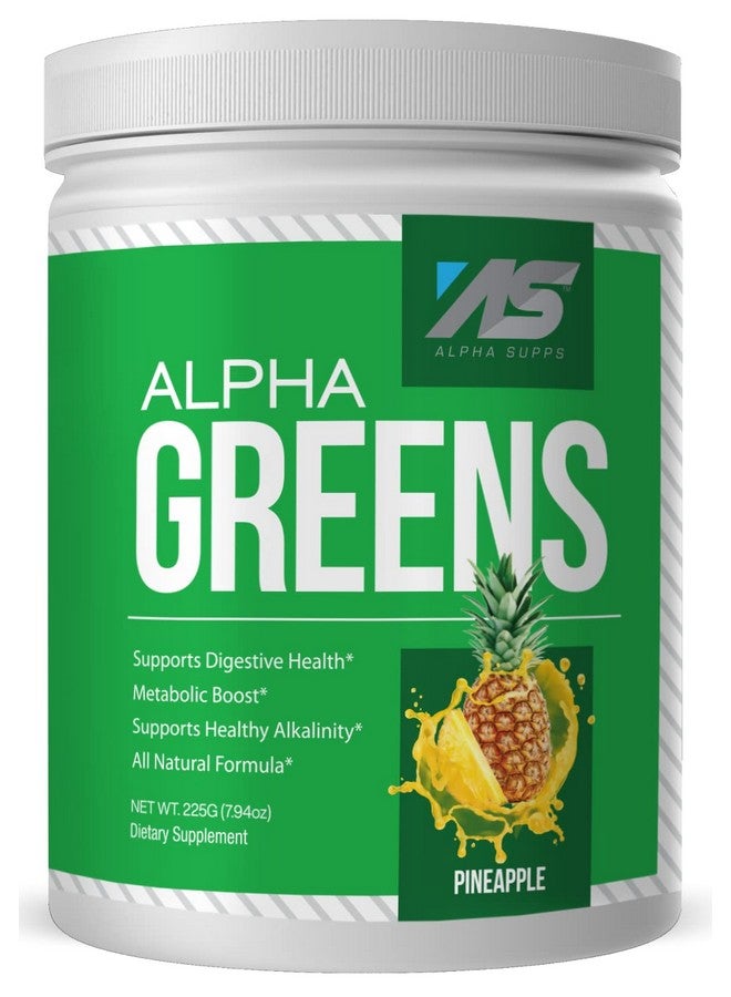 ALPHA SUPPS Alpha Greens Fruit & Vegetable Powder ; Over 40 Plant Based Ingredients ; Prebiotic Probiotic Blend 30 Servings (Pineapple) - Image 1