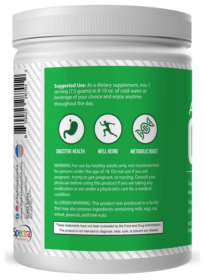 ALPHA SUPPS Alpha Greens Fruit & Vegetable Powder ; Over 40 Plant Based Ingredients ; Prebiotic Probiotic Blend 30 Servings (Pineapple) - Image 5